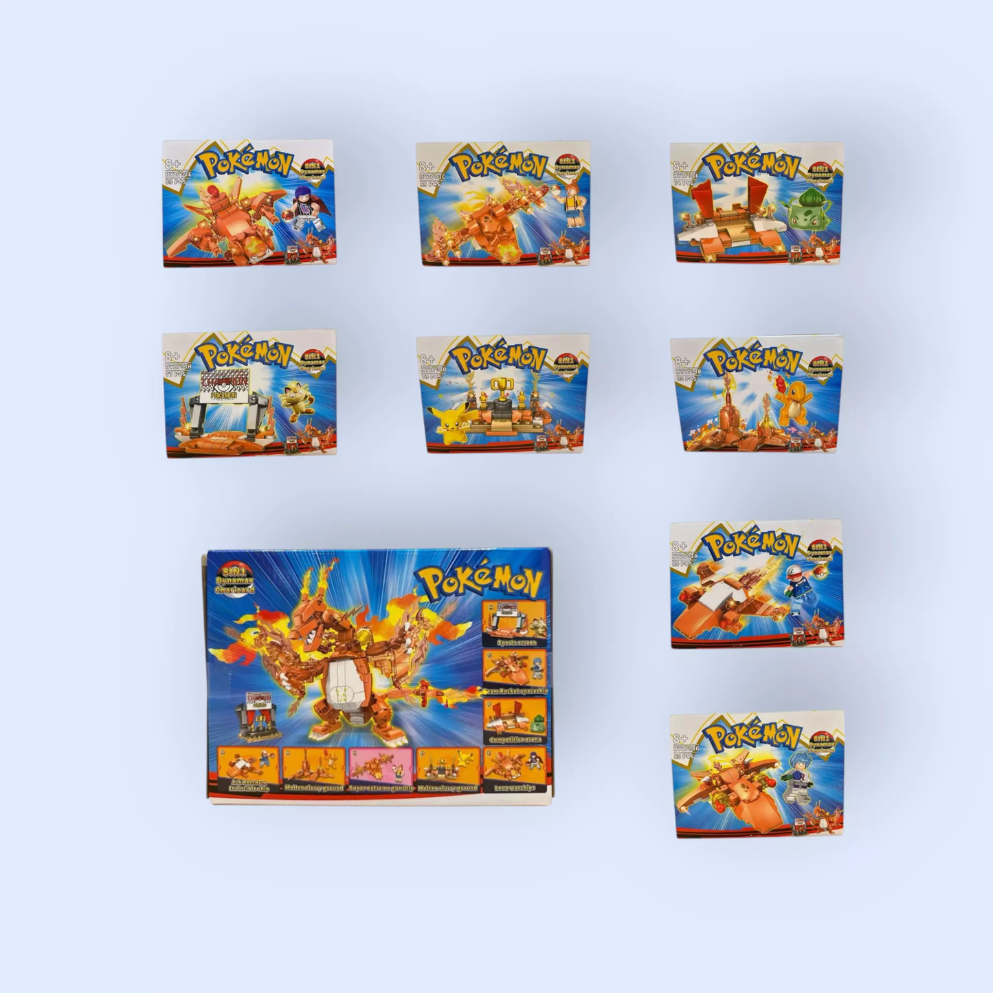 Pokémon 8-in-1 Building Blocks Set – Dynamax Charizard & More (666 psc)