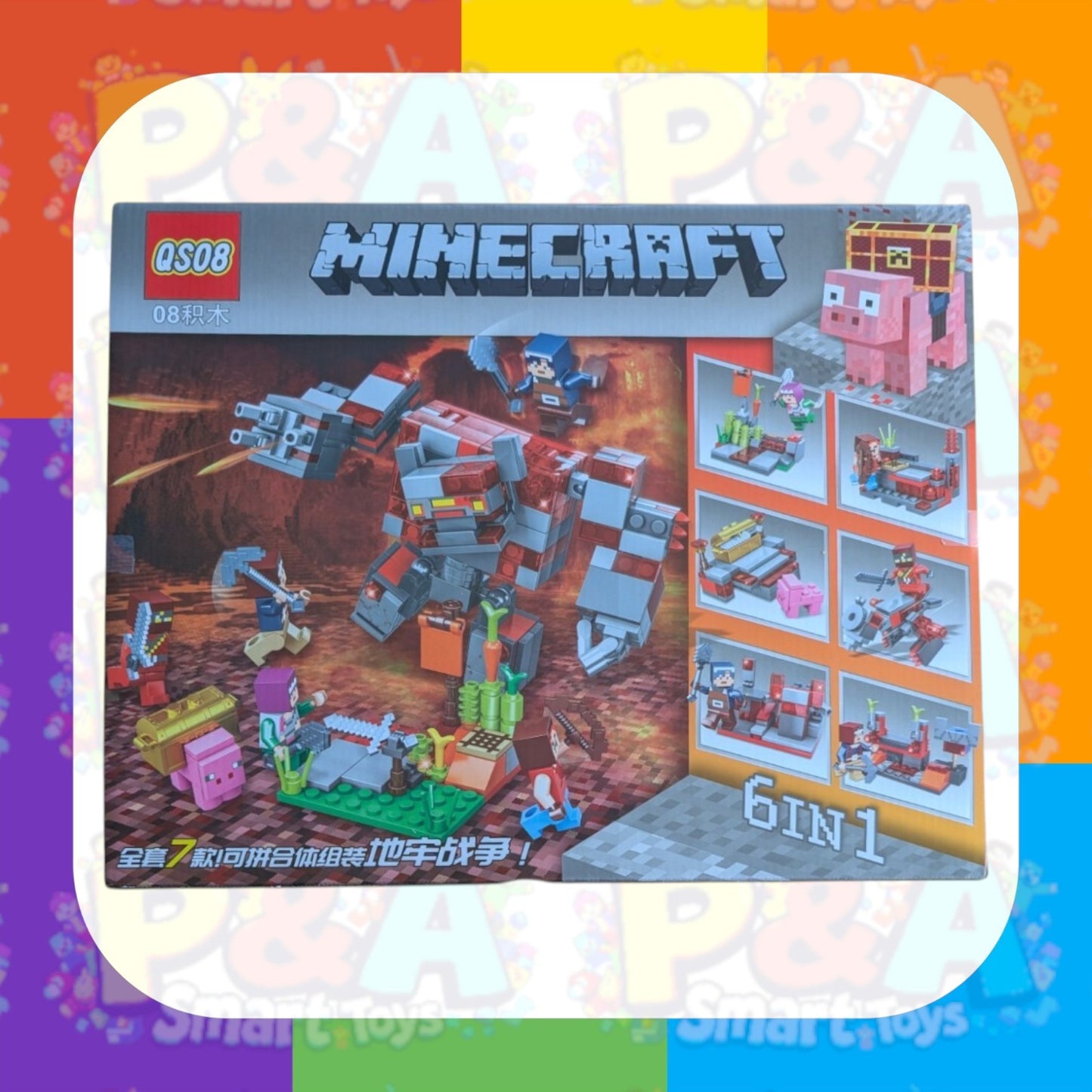 Minecraft Dungeons 6-in-1 Lego-Compatible Set with 7 Minifigures