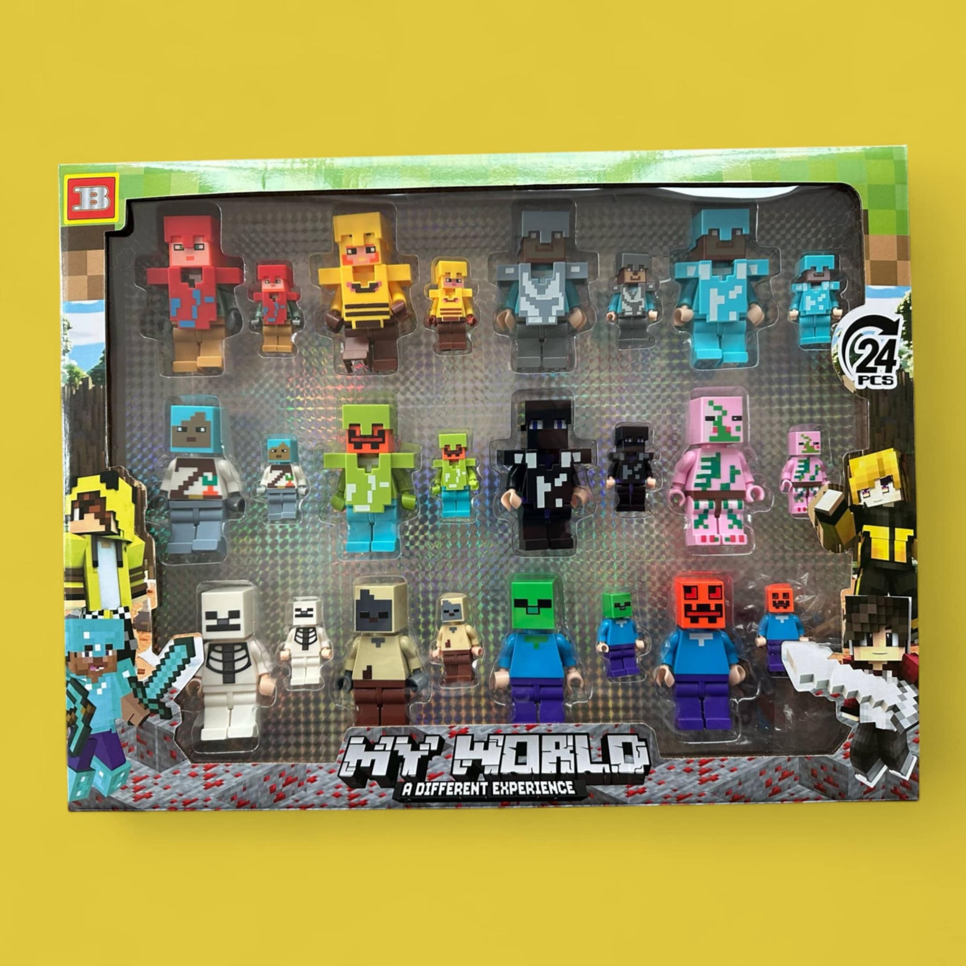 Minecraft 24 Action Figures – My World Set with Large and Mini Figures