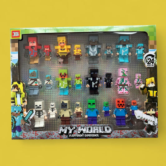 Minecraft 24 Action Figures – My World Set with Large and Mini Figures