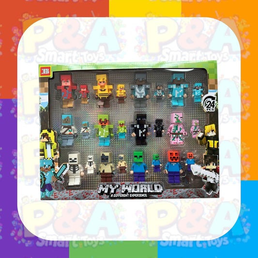 Minecraft 24 Action Figures – My World Set with Large and Mini Figures