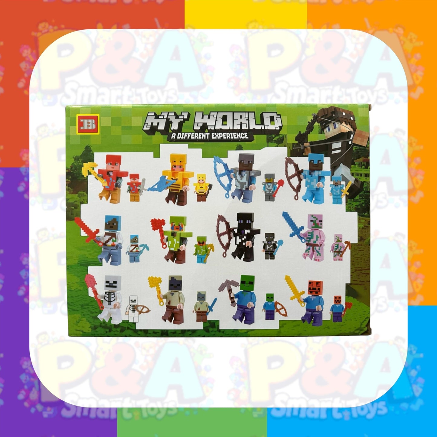 Minecraft 24 Action Figures – My World Set with Large and Mini Figures