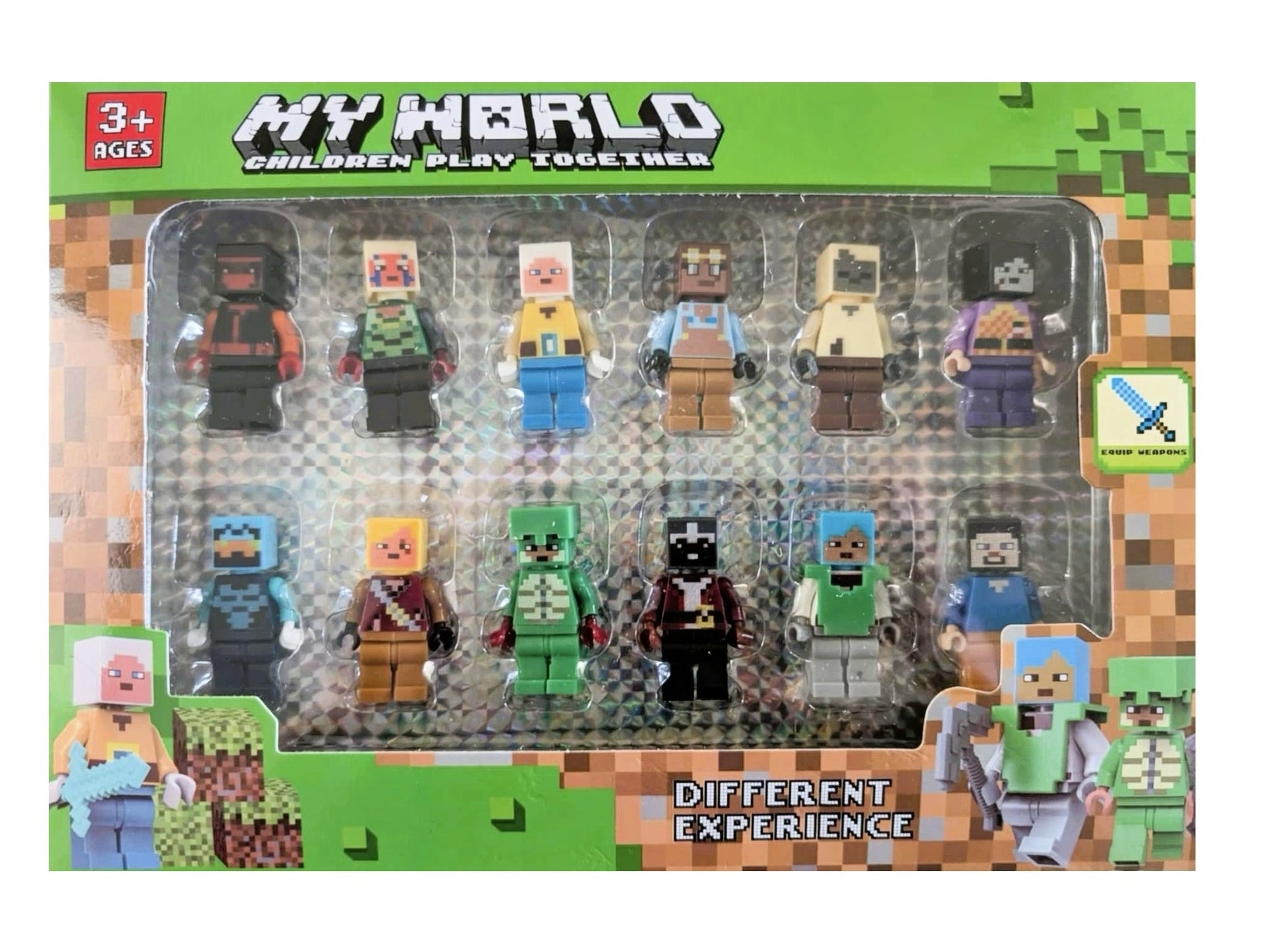 Minecraft Figures Mini 12 PCS Plus Weapons Brand New