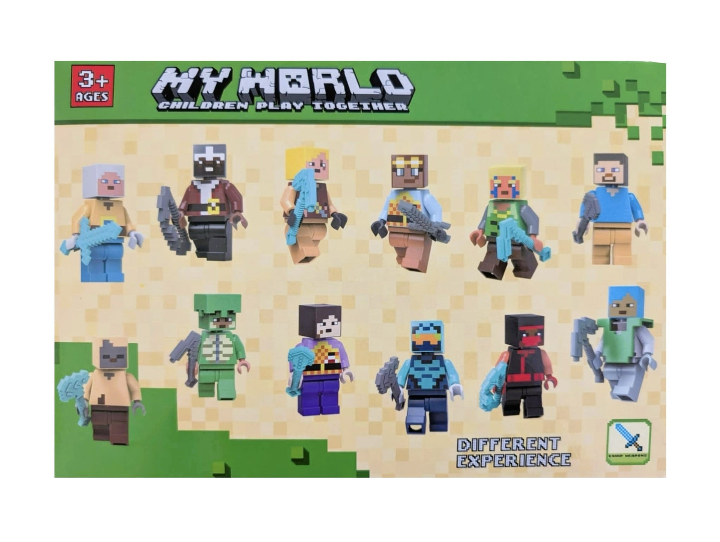Minecraft Figures Mini 12 PCS Plus Weapons Brand New