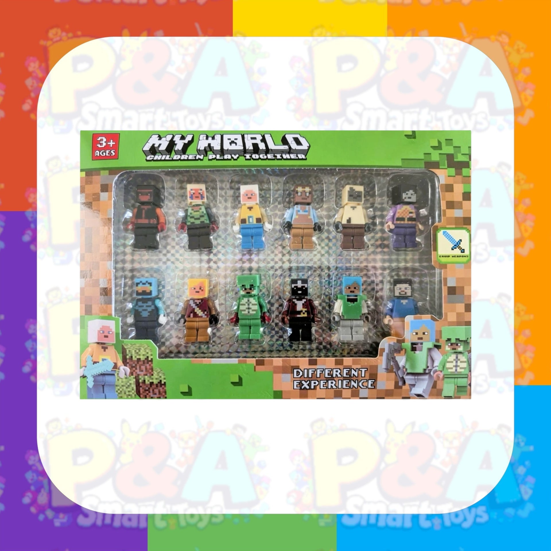 Minecraft Figures Mini 12 PCS Plus Weapons Brand New