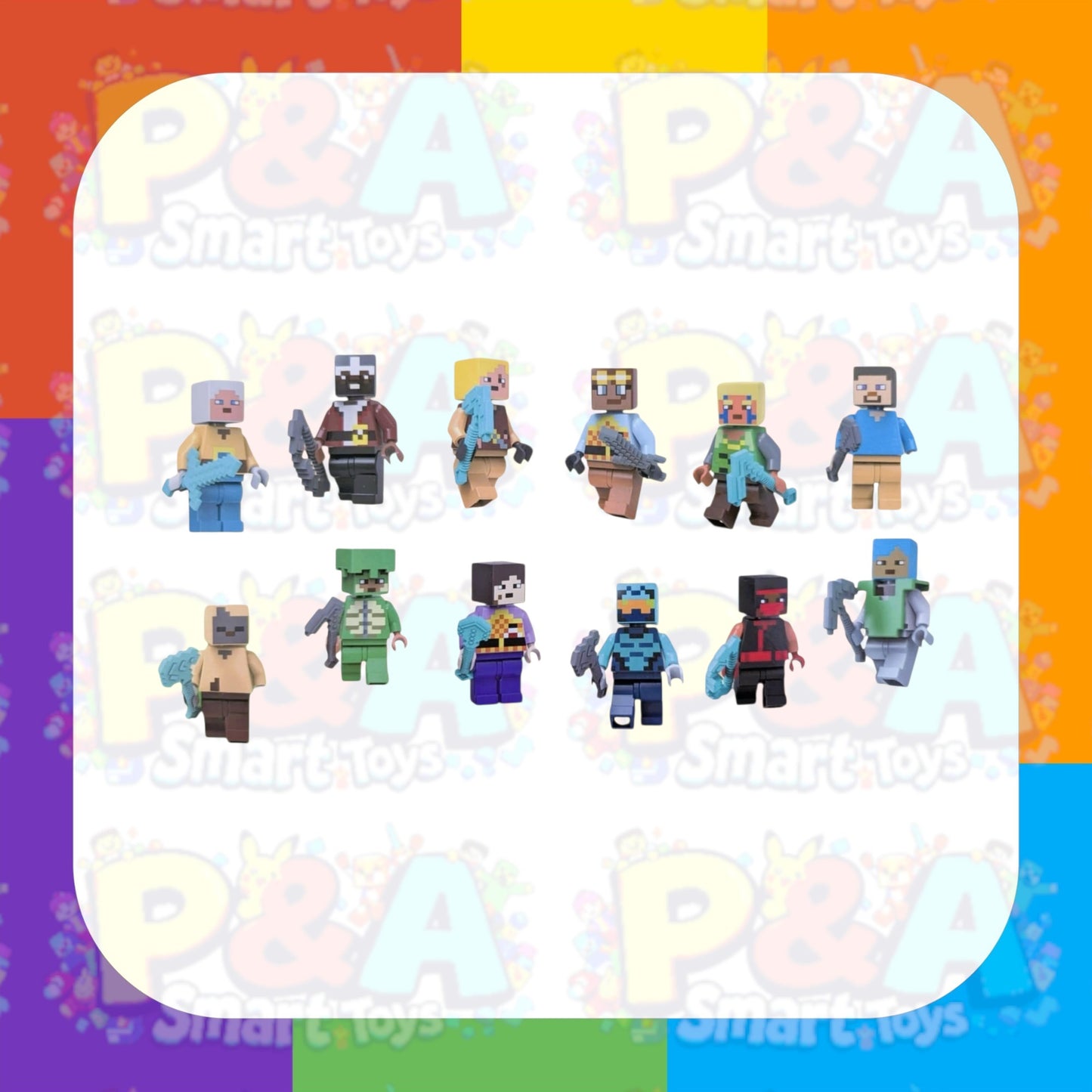 Minecraft Figures Mini 12 PCS Plus Weapons Brand New