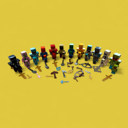 Minecraft 24 Action Figures – My World Set with Large and Mini Figures